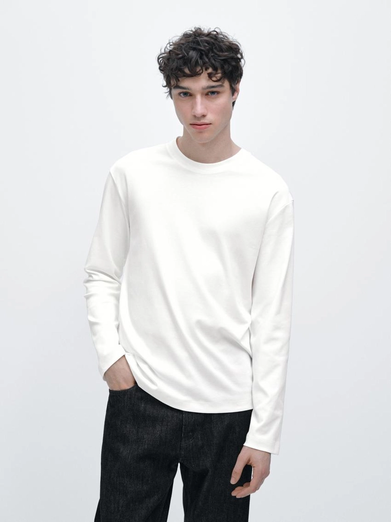 Футболка с длинным рукавом из средневесного хлопка