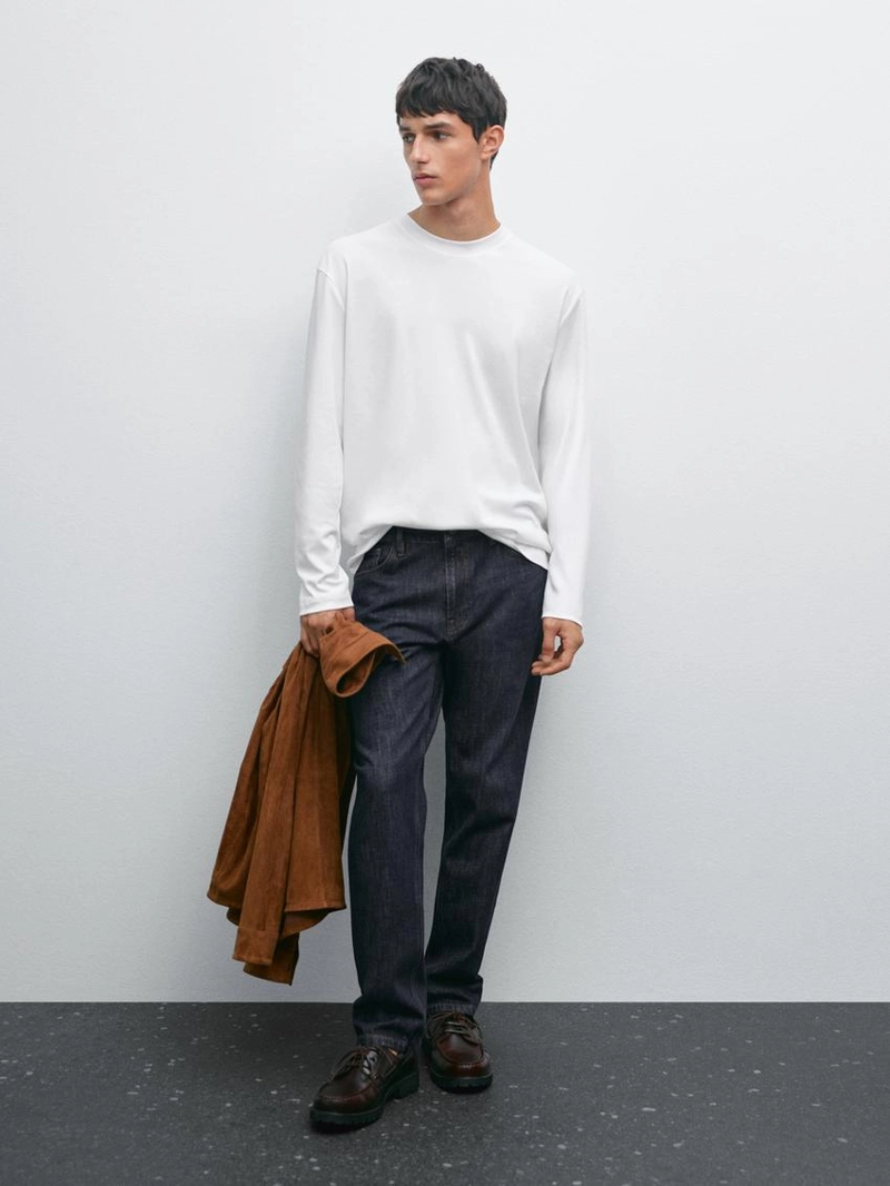 Футболка с длинным рукавом из средневесного хлопка