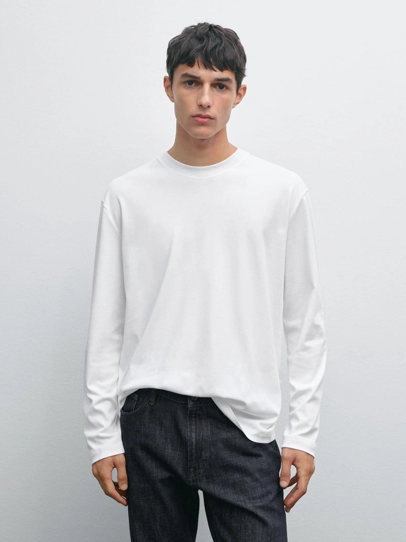Футболка с длинным рукавом из средневесного хлопка