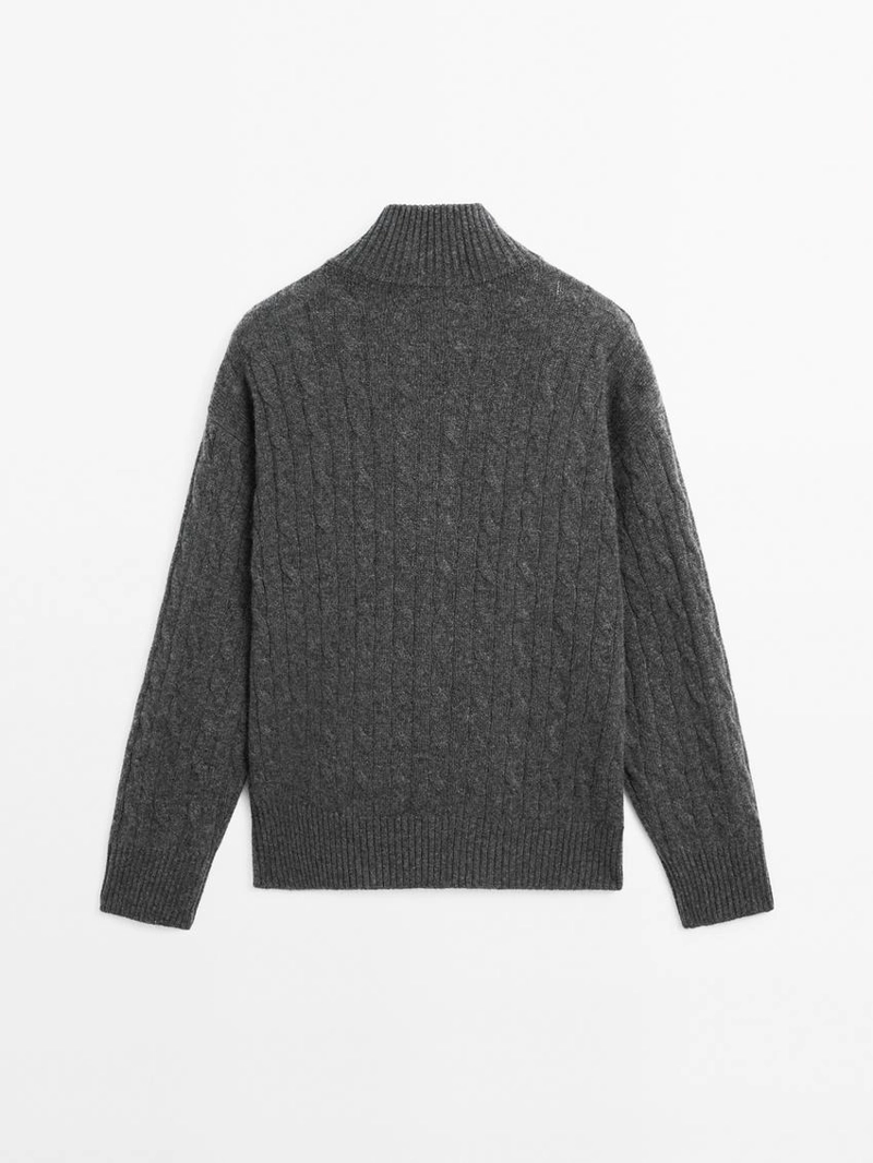 Свитер с высоким воротником из 100% кашемира с молнией