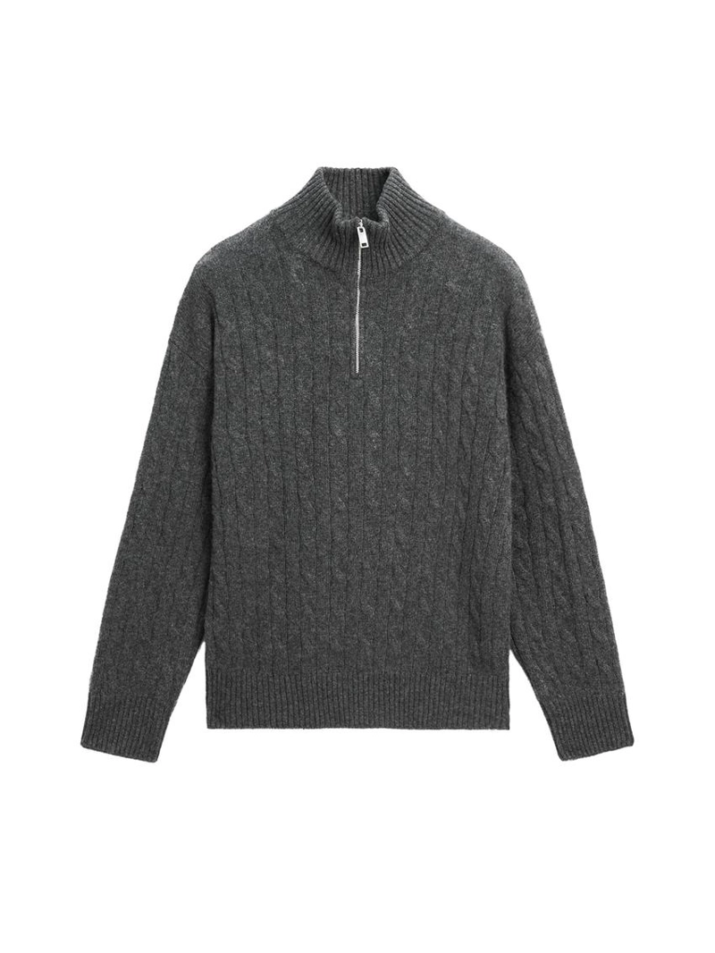 Свитер с высоким воротником из 100% кашемира с молнией