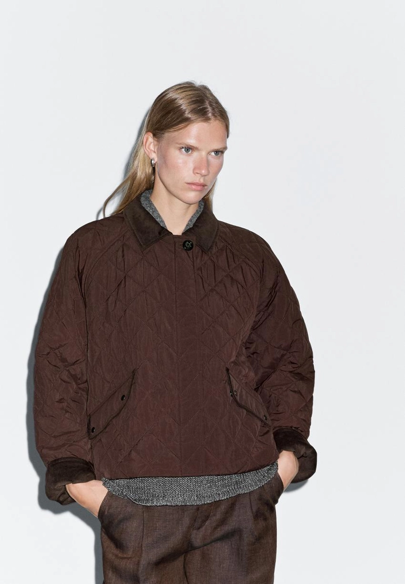 Короткая водоотталкивающая куртка с деталями из вельвета