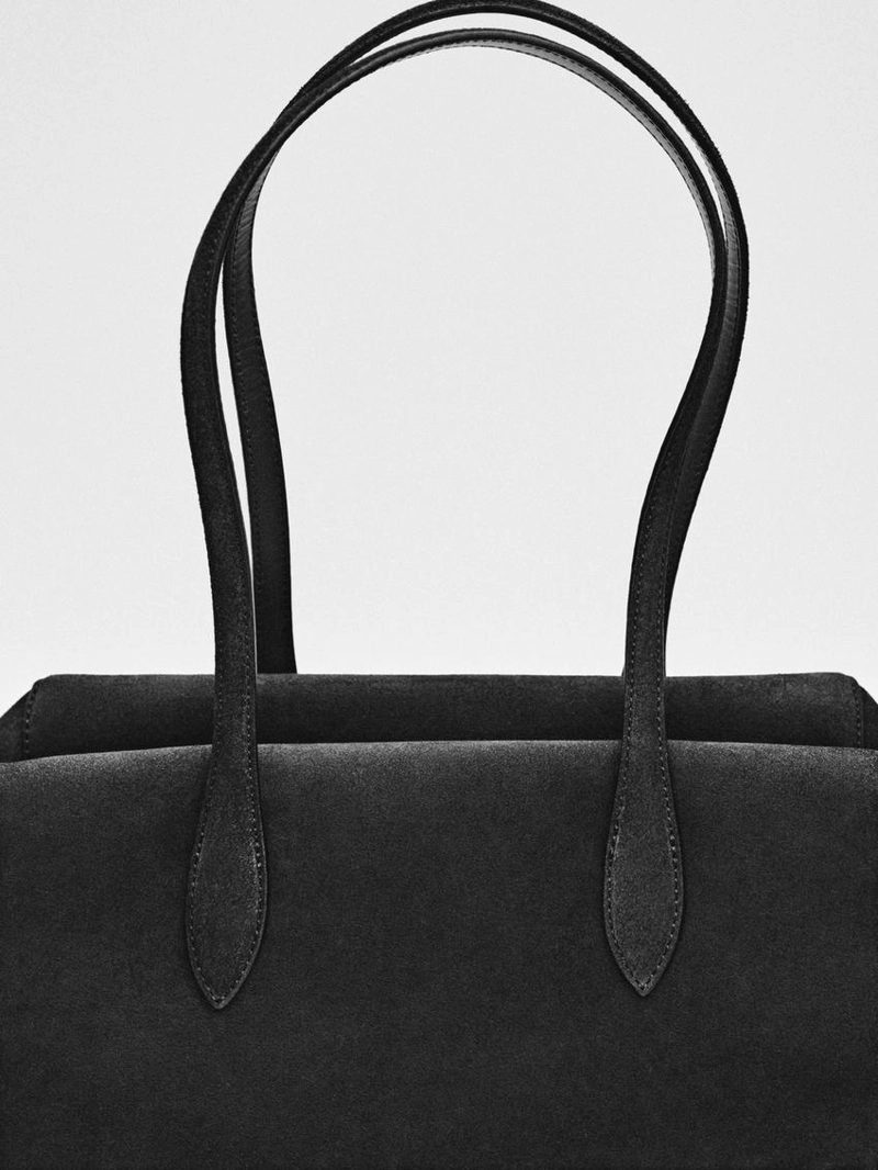 Сумка из замши с коричневей отделкой