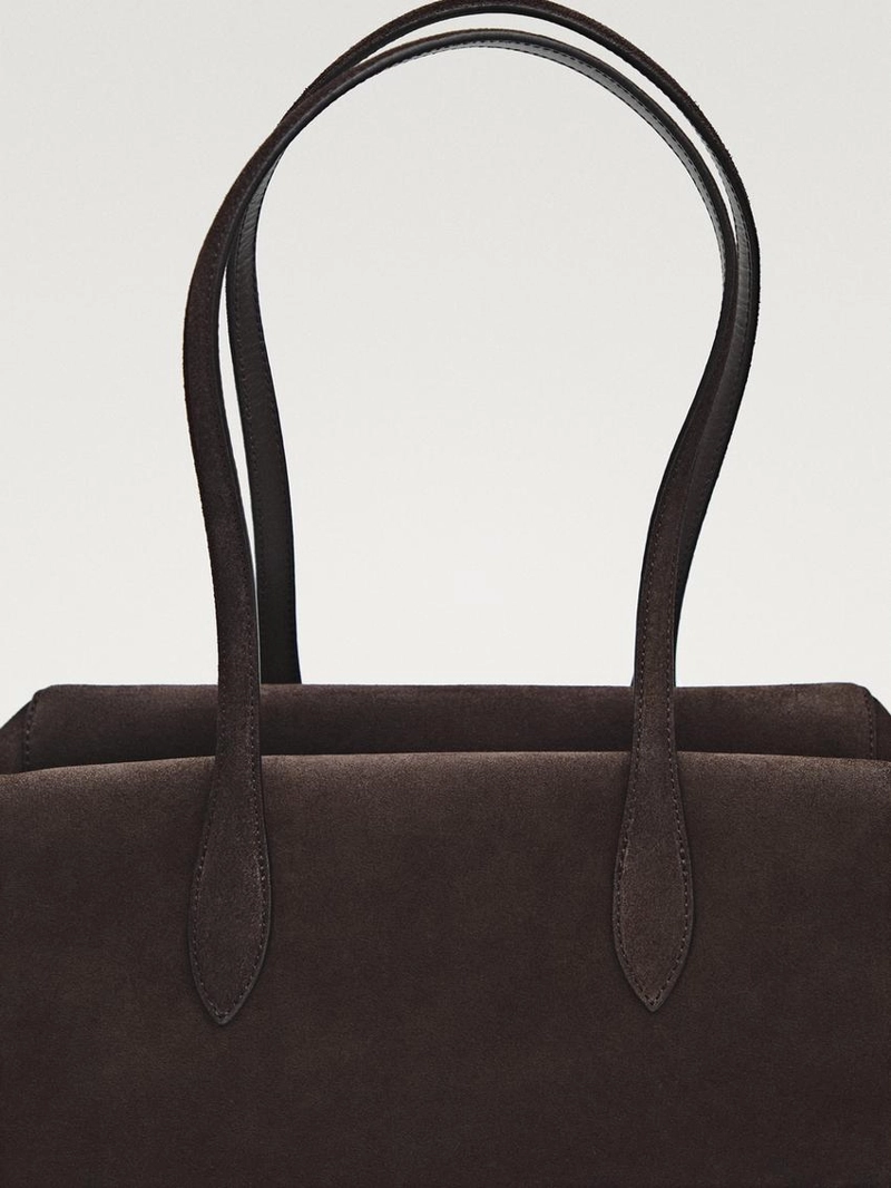 Сумка из замши с коричневей отделкой