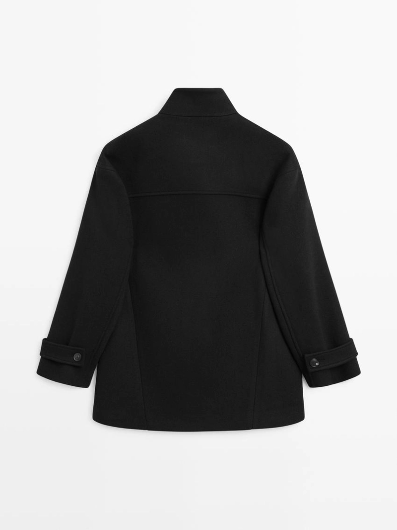 Пальто с высоким воротником из шерстяной смеси с застежкой на пуговицы