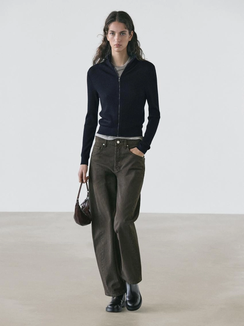 Кардиган с застежкой на молнию из 100% шерсти