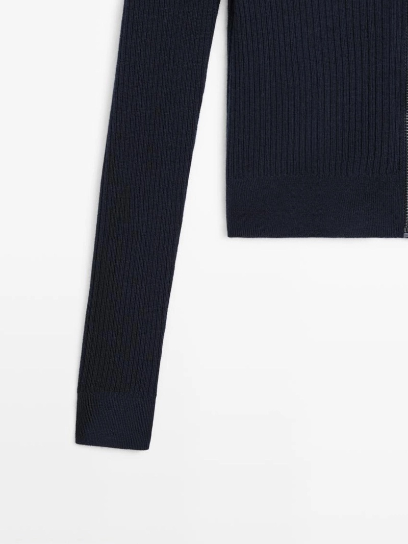 Кардиган с застежкой на молнию из 100% шерсти