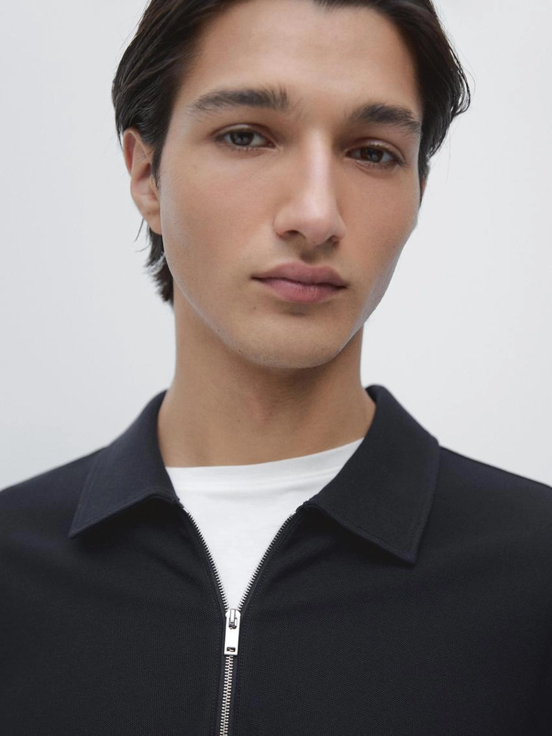 Поло с длинным рукавом на молнии