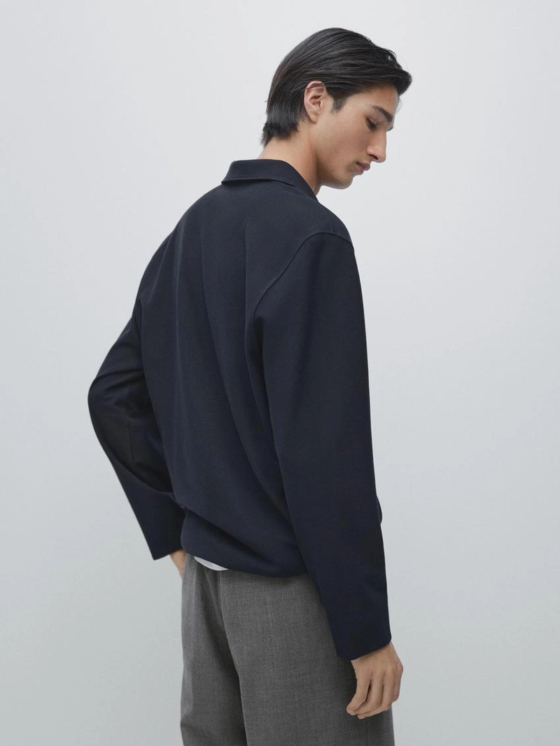 Поло с длинным рукавом на молнии