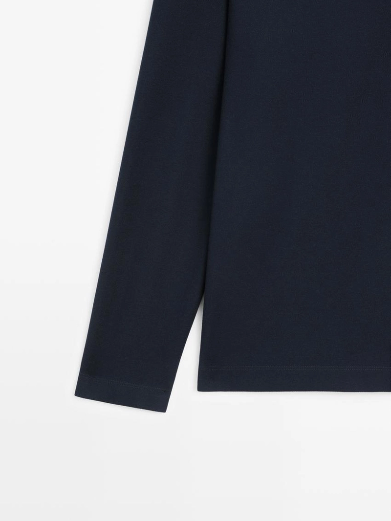 Поло с длинным рукавом на молнии