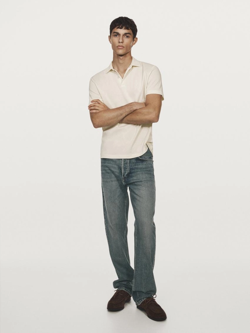 Поло с коротким рукавом и контрастными швами