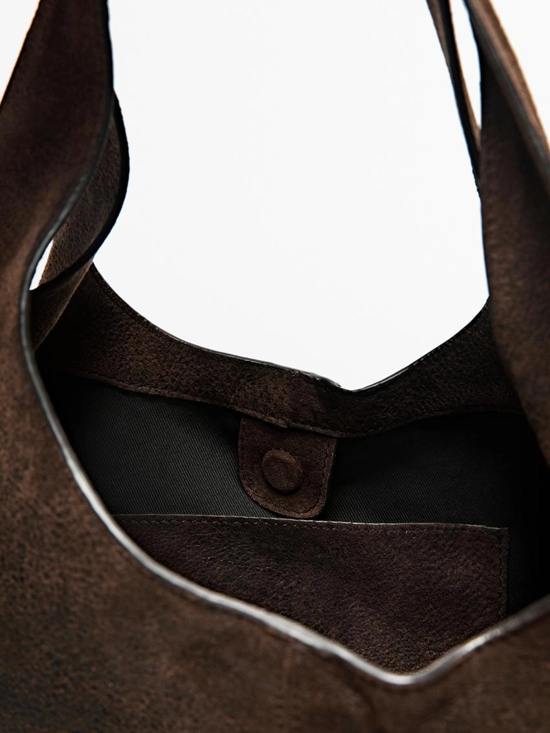 Сумка из мягкой кожи нубука среднего размера