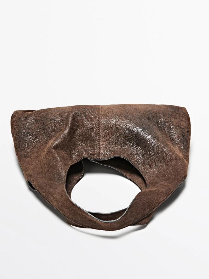 Сумка из мягкой кожи нубука среднего размера