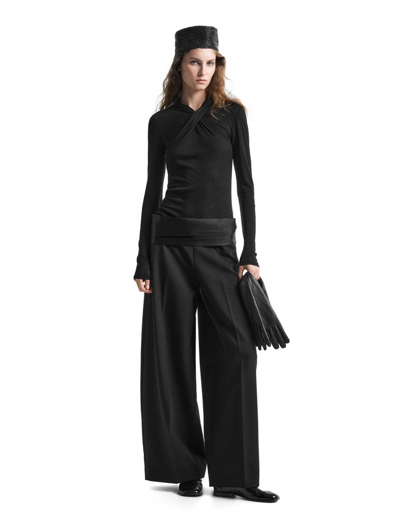 Топ с перекрещивающимися лямками из льна и шерсти