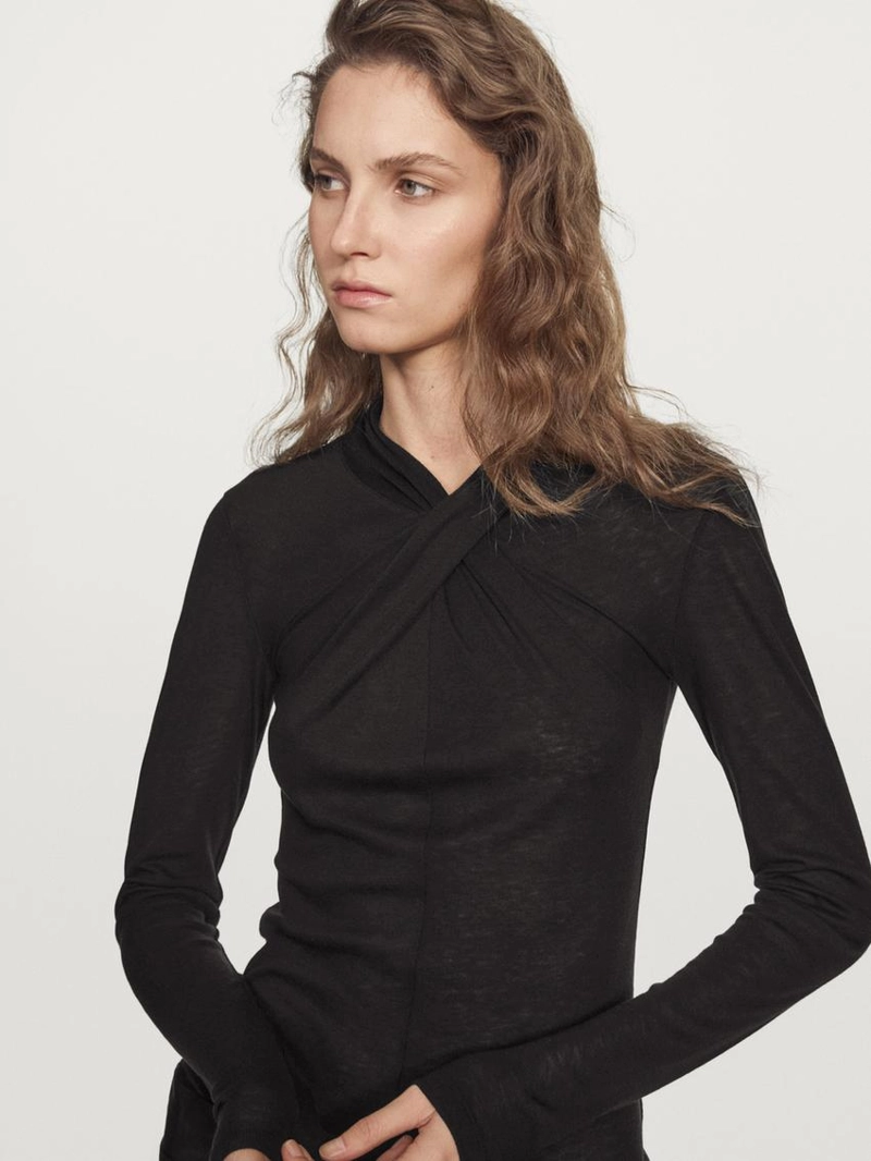 Топ с перекрещивающимися лямками из льна и шерсти