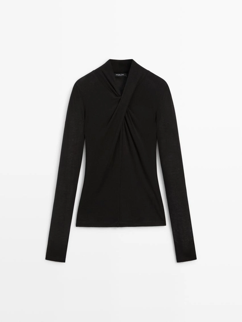 Топ с перекрещивающимися лямками из льна и шерсти