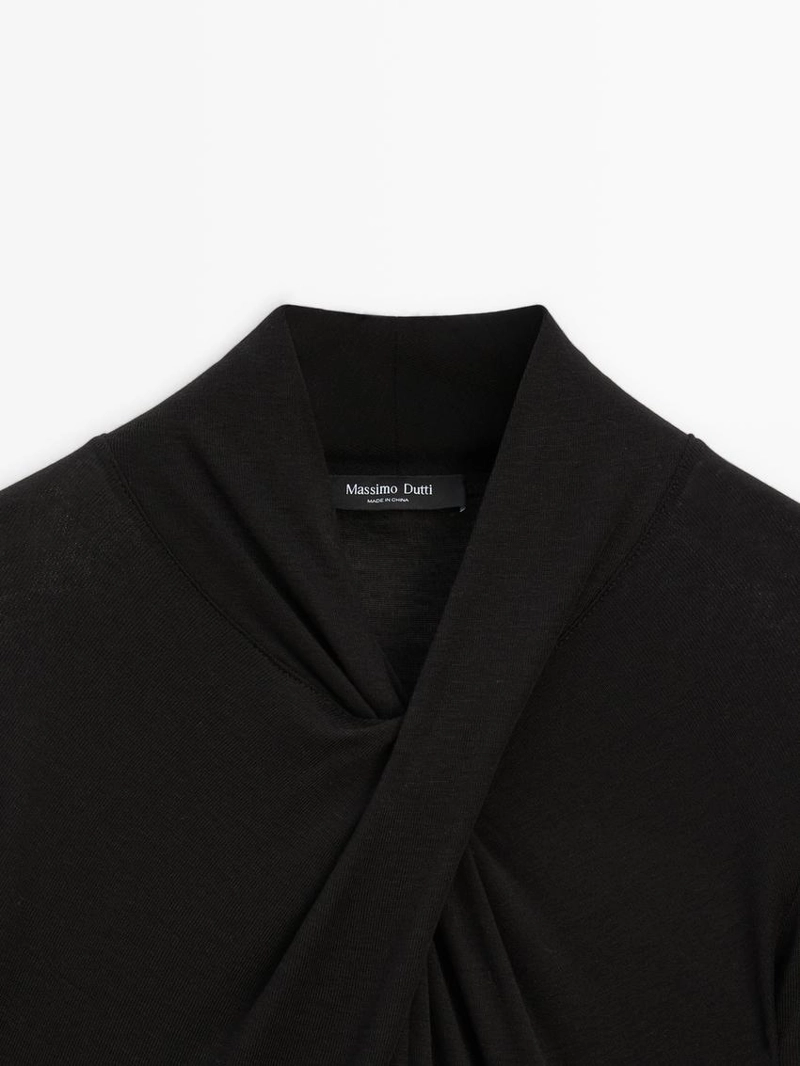 Топ с перекрещивающимися лямками из льна и шерсти