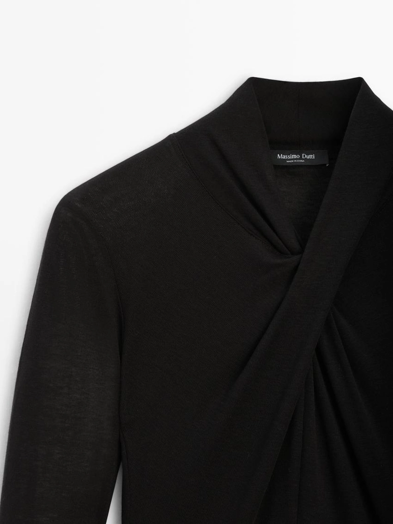 Топ с перекрещивающимися лямками из льна и шерсти