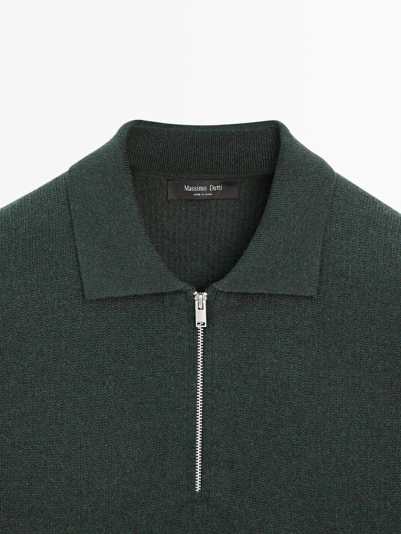 Поло свитер из шерсти с молнией
