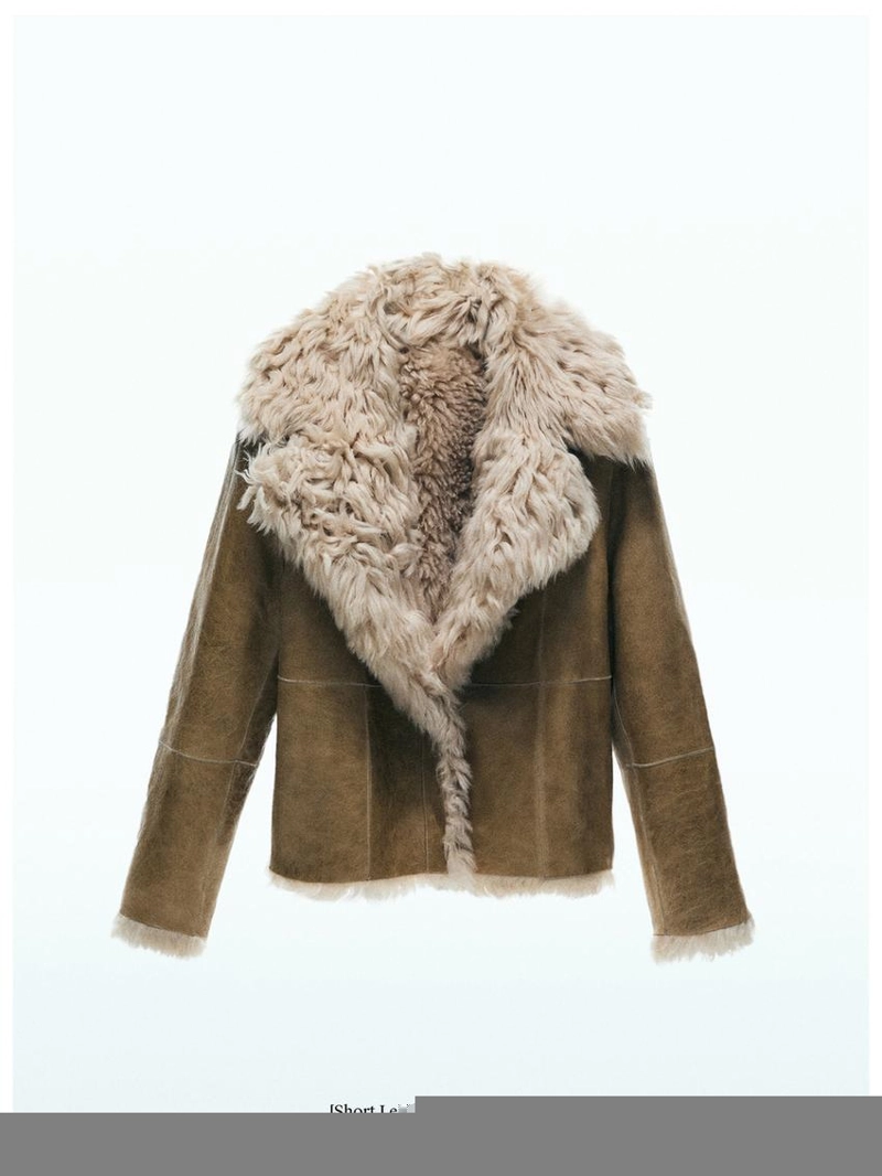 Пальто короткое кожаное с мехом - studio