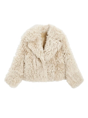 CREAM | 9600/954/712 - Massimo Dutti Пальто короткое кожаное с мехом - STUDIO