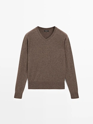 Купить Massimo Dutti Свитер с V-образным вырезом из шерстяной смеси