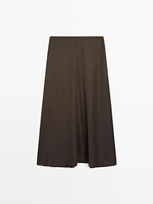 Юбка миди из атласа с карманами- Заказать в России