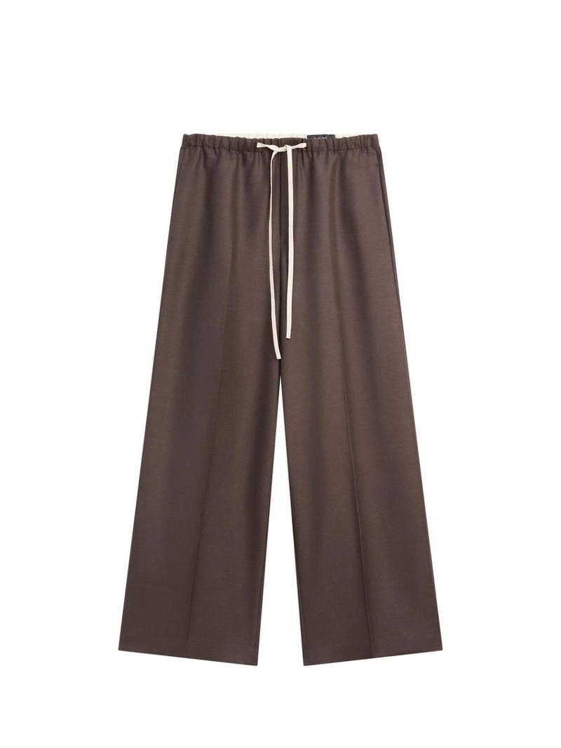 Брюки из шерстяной смеси с контрастным шнурком