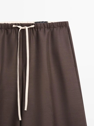 Купить Massimo Dutti Брюки из шерстяной смеси с контрастным шнурком