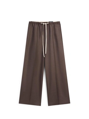 Брюки из шерстяной смеси с контрастным шнурком- Заказать в России