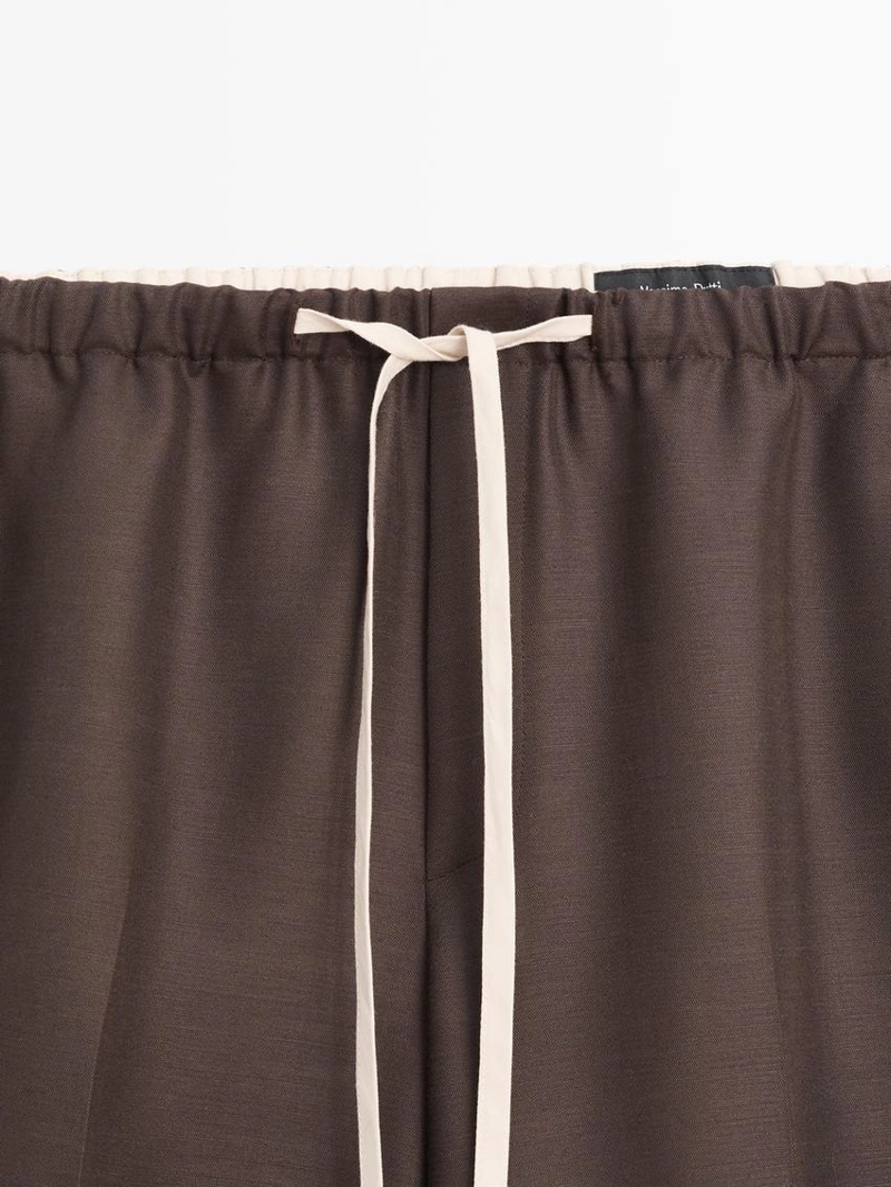 Брюки из шерстяной смеси с контрастным шнурком