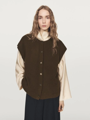 Купить Massimo Dutti Жилет с круглым вырезом из вязаного трикотажа