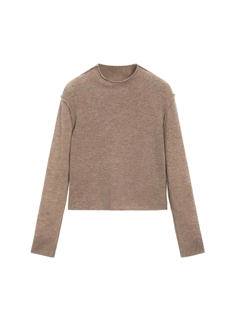 Вязанный свитер из шерстяной смеси с макраме-воротником