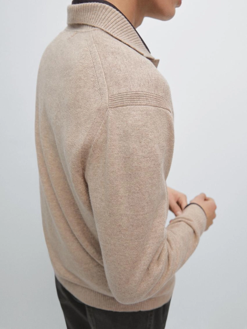 Водолазка-поло из 100% шерсти с v-образным вырезом