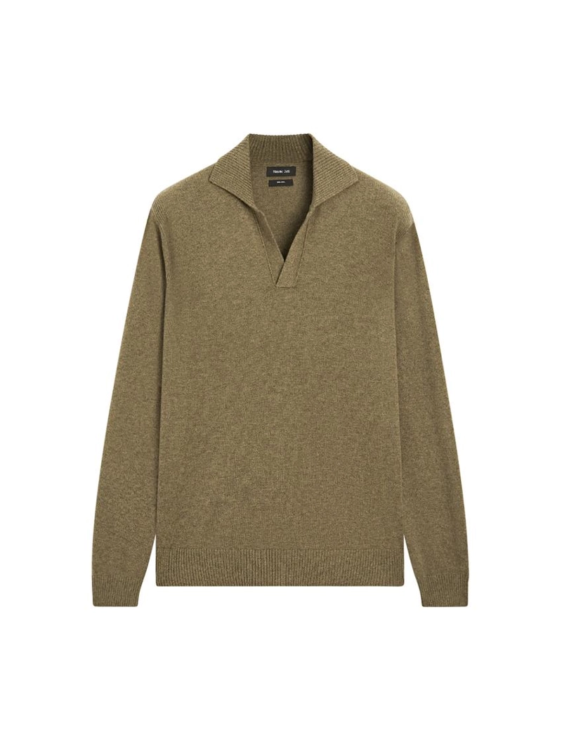 Водолазка-поло из 100% шерсти с v-образным вырезом