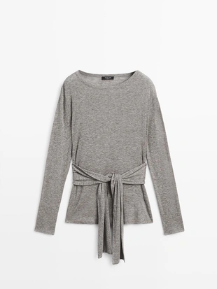 Футболка с деталями банта- Заказать в России