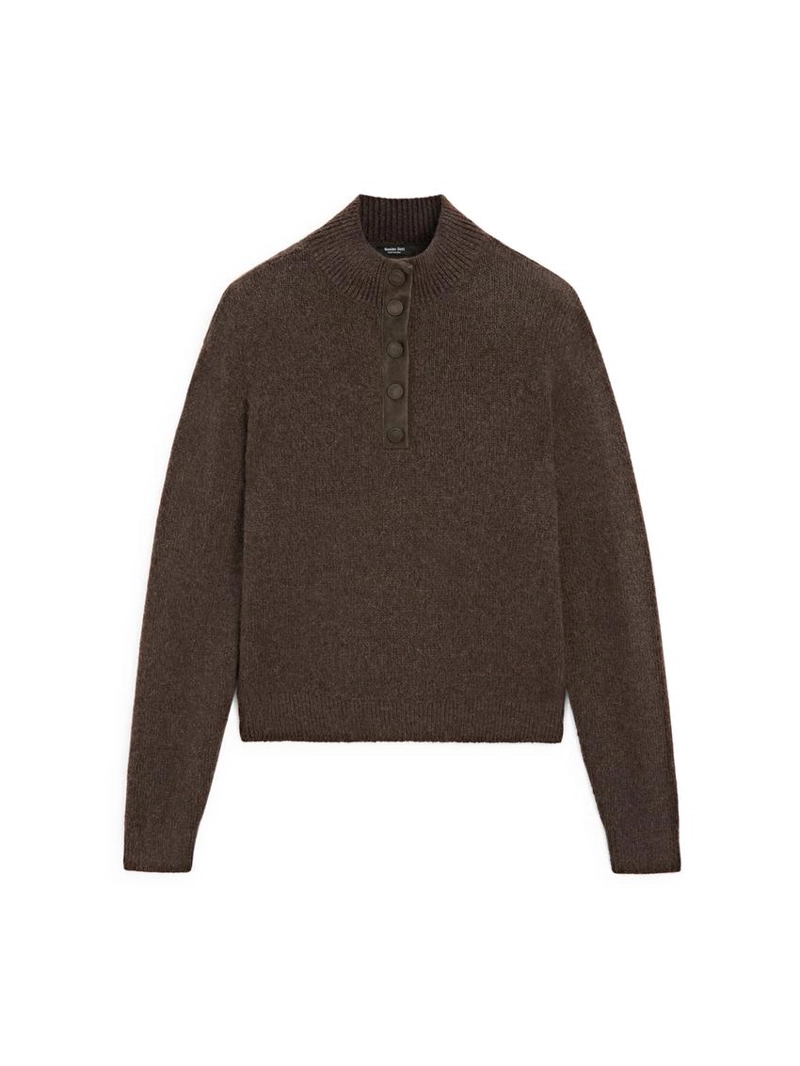 Свитер с высоким воротником из вязаного полотна на кнопках