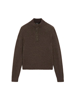 BROWN | 5626/534/700 - Massimo Dutti Свитер с высоким воротником из вязаного полотна на кнопках