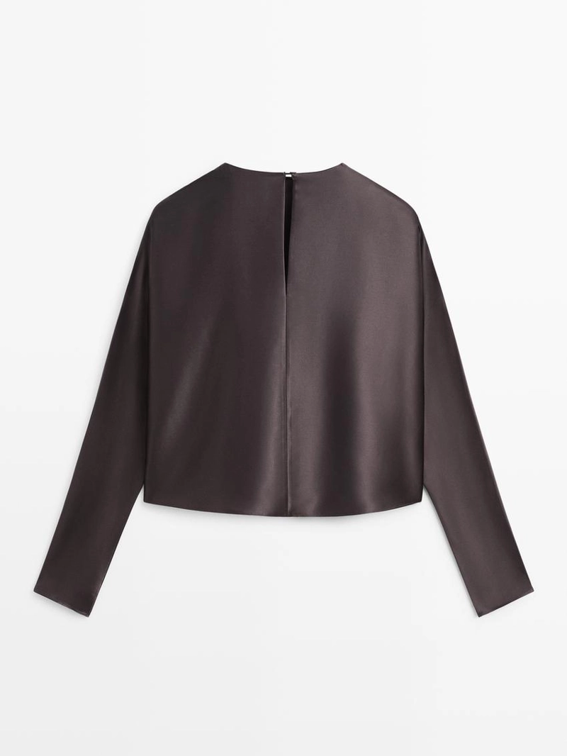 Блузка с короткими рукавами бэтвинг из 100% шелка - studio