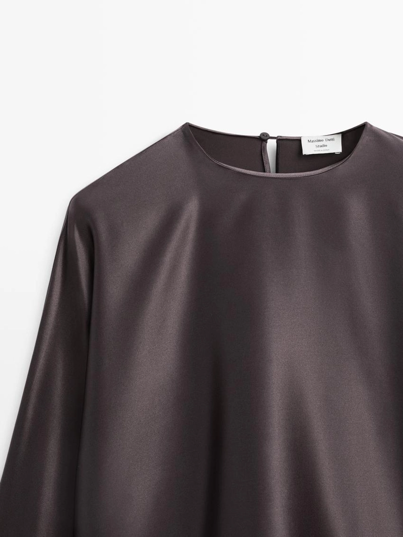 Блузка с короткими рукавами бэтвинг из 100% шелка - studio