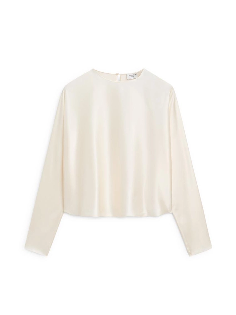 Блузка с короткими рукавами бэтвинг из 100% шелка - studio