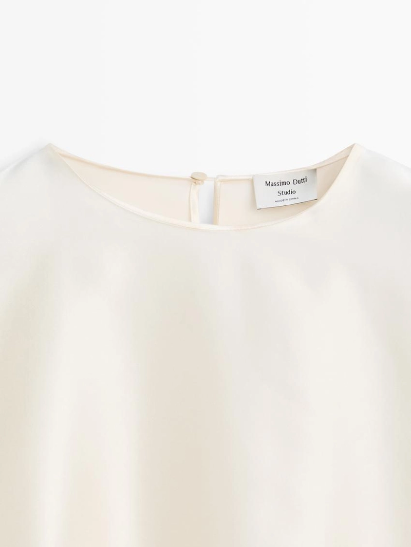 Блузка с короткими рукавами бэтвинг из 100% шелка - studio