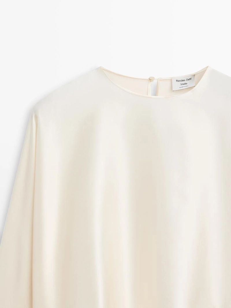 Блузка с короткими рукавами бэтвинг из 100% шелка - studio