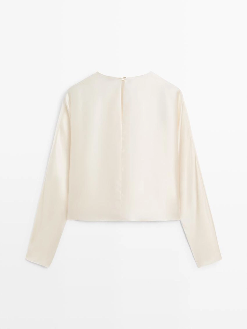 Блузка с короткими рукавами бэтвинг из 100% шелка - studio