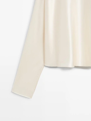 Блузка с короткими рукавами бэтвинг из 100% шелка - STUDIO- Заказать в России