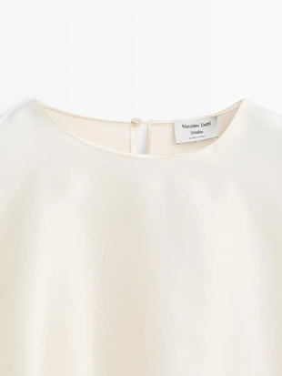 Блузка с короткими рукавами бэтвинг из 100% шелка - STUDIO- Заказать в России