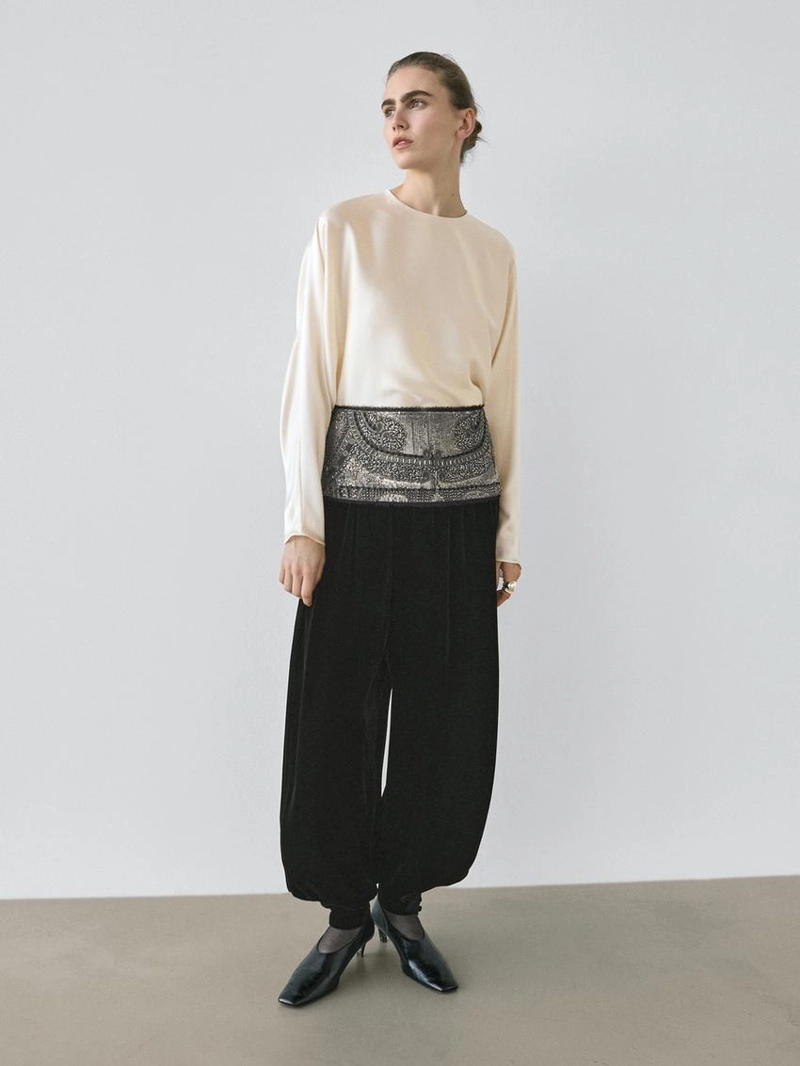 Блузка с короткими рукавами бэтвинг из 100% шелка - studio