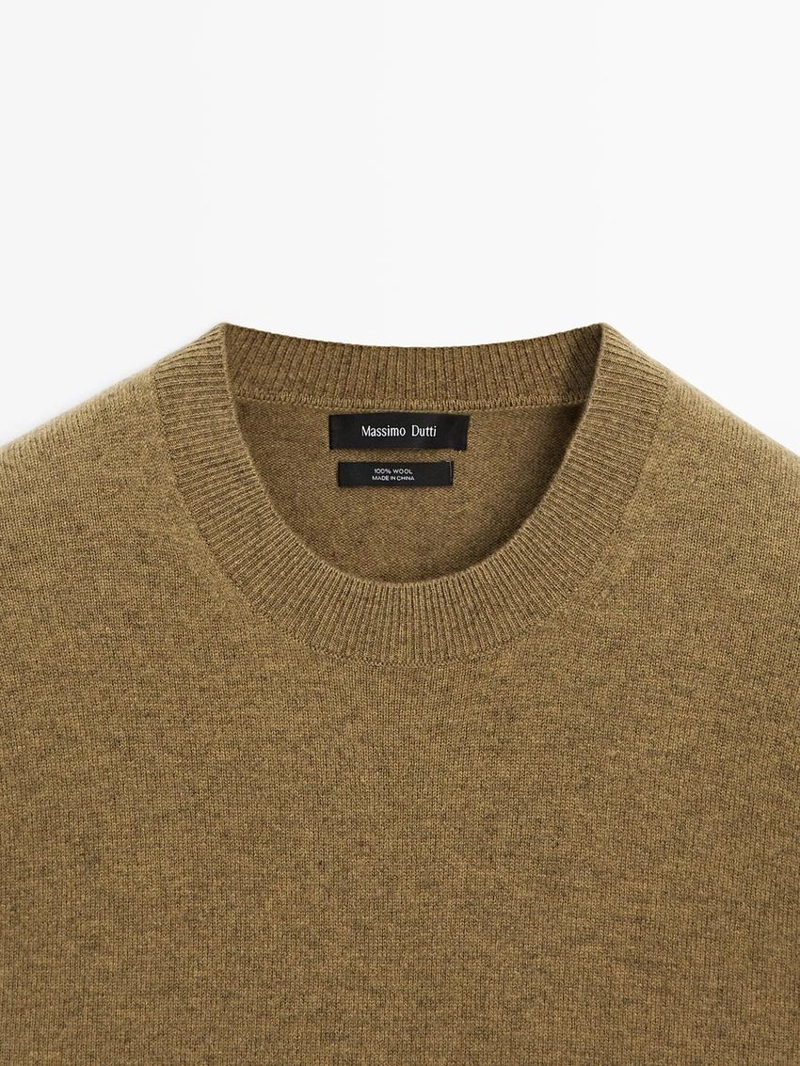 Свитер с круглым воротником из 100% шерсти