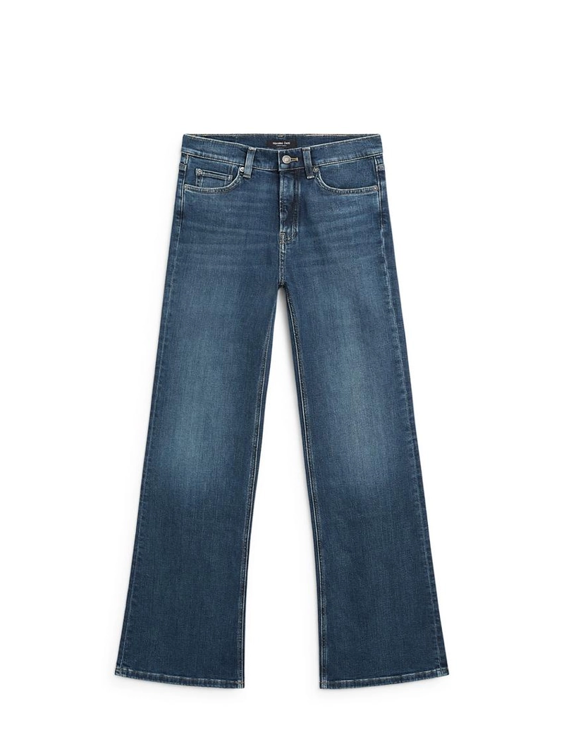 Джинсы с высокой талией и расклешенными штанинами