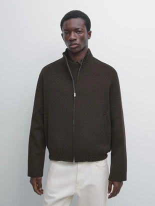 Пиджак из шерстяной смеси с высоким воротником- Заказать в России